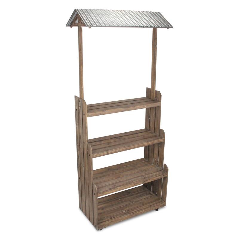 Adeline 4 Tier Display Stand with Galvanized Roof