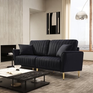 JASIWAY Modern Upholstered Velvet 2-Seater Sofa with Metal Legs