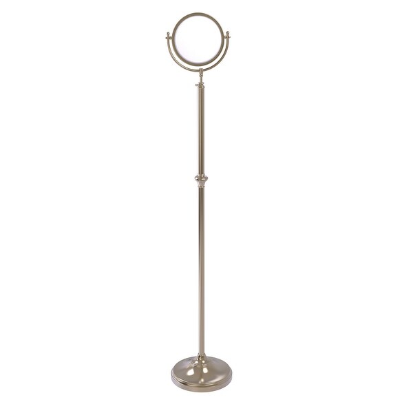 Allied Brass Adjustable Height Floor Standing Make-Up Mirror 8-in Diameter with 4X Magnification