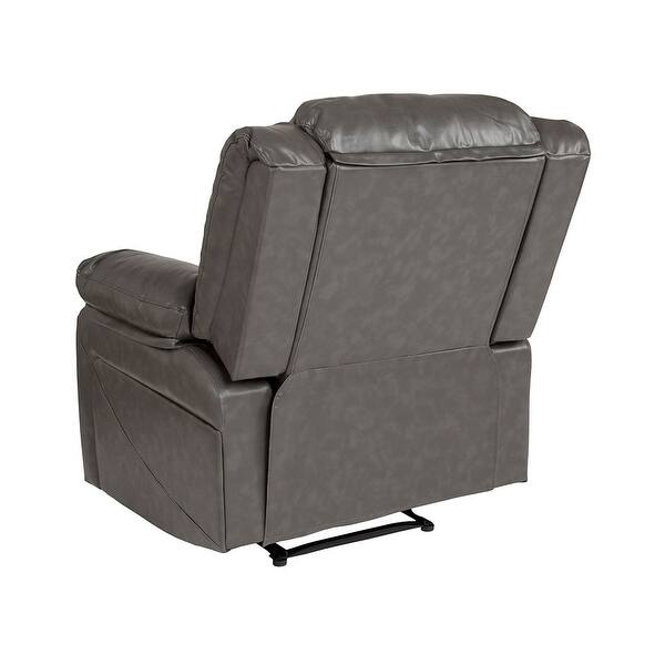 Shop Offex Contemporary Gray Leather Recliner With Padded Arms And