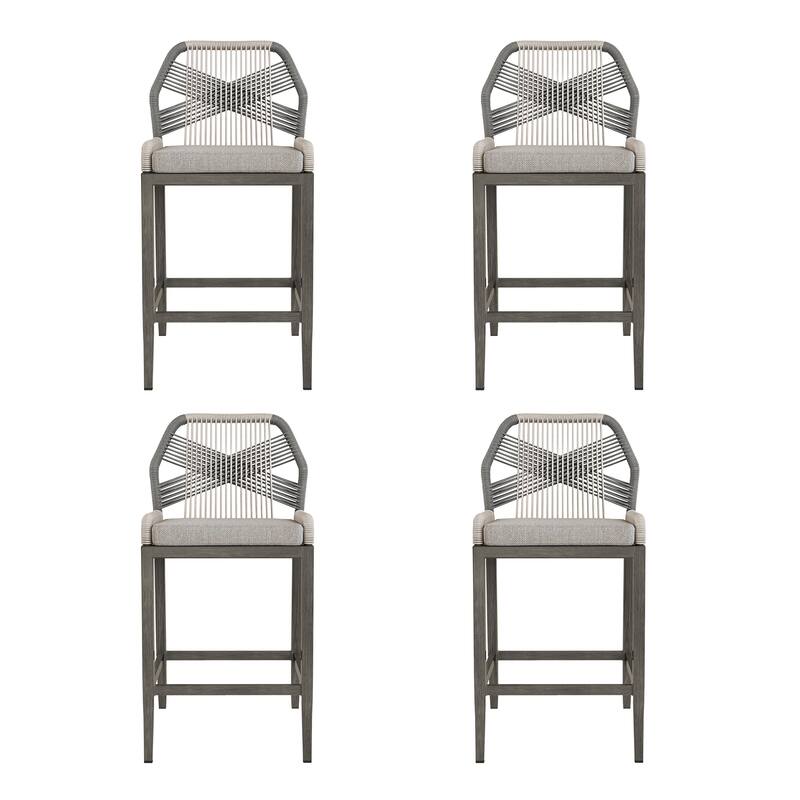 Modern Aluminum Counter Height Bar Stools, Upholstered Counter Stools with Back - 27.5"H