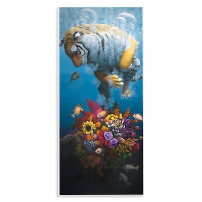 Stupell Curious Tiger & Underwater Bouquet Wall Plaque Art Design By Heather Gauthier