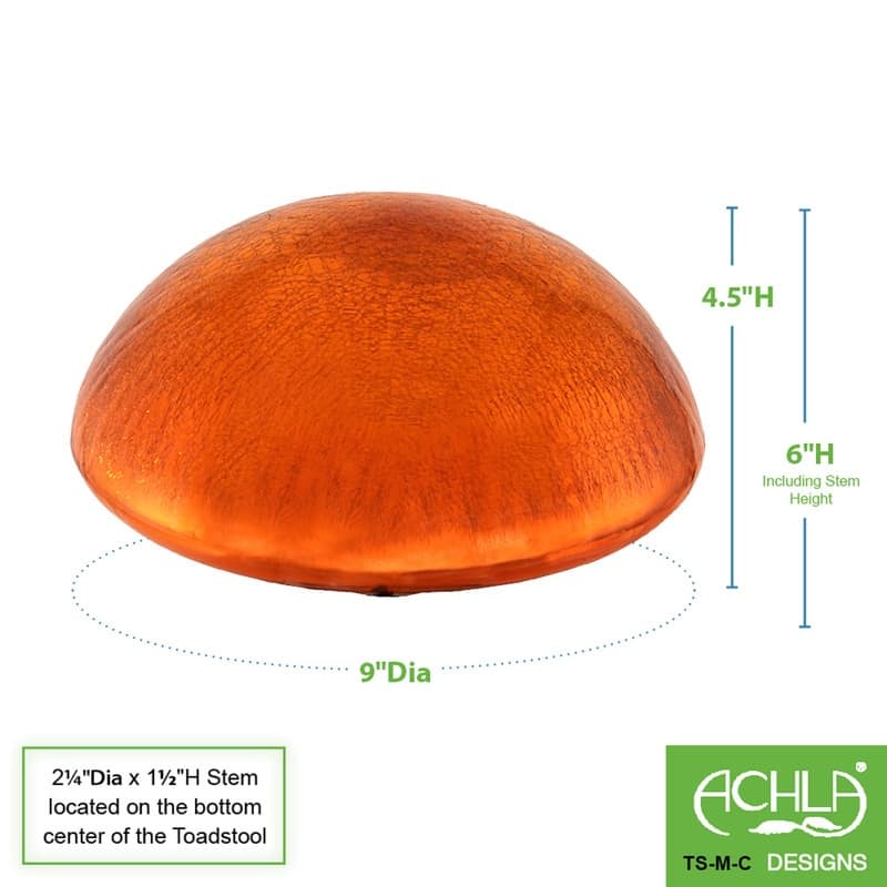 Achla Designs Glass Toadstool Gazing Globe Ball, 9 Inch Diameter