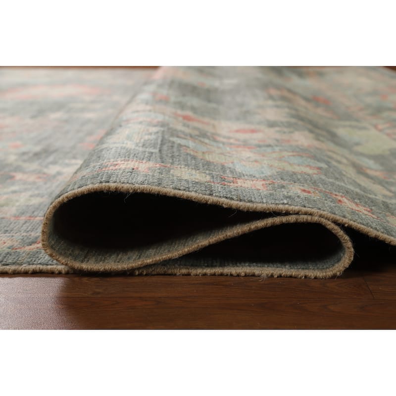 Hand Knotted Oriental 100% Wool Carpet Transitional All-Over Greys & Charcoal Oushak Area Rug - 9' 10'' X 8' 1''