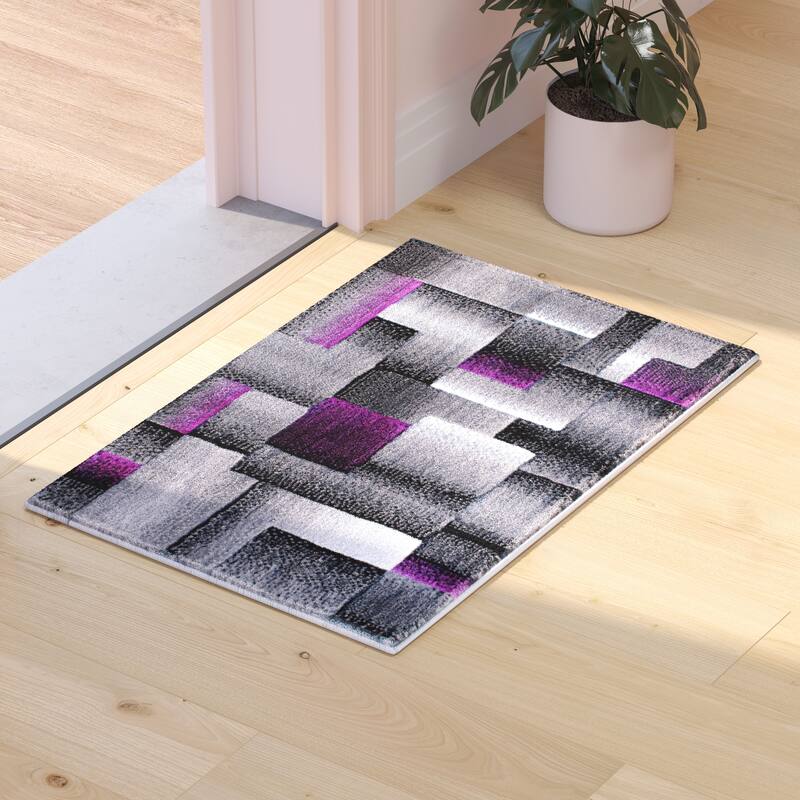 Modern Geometric Style Color Blocked Indoor Area Rug