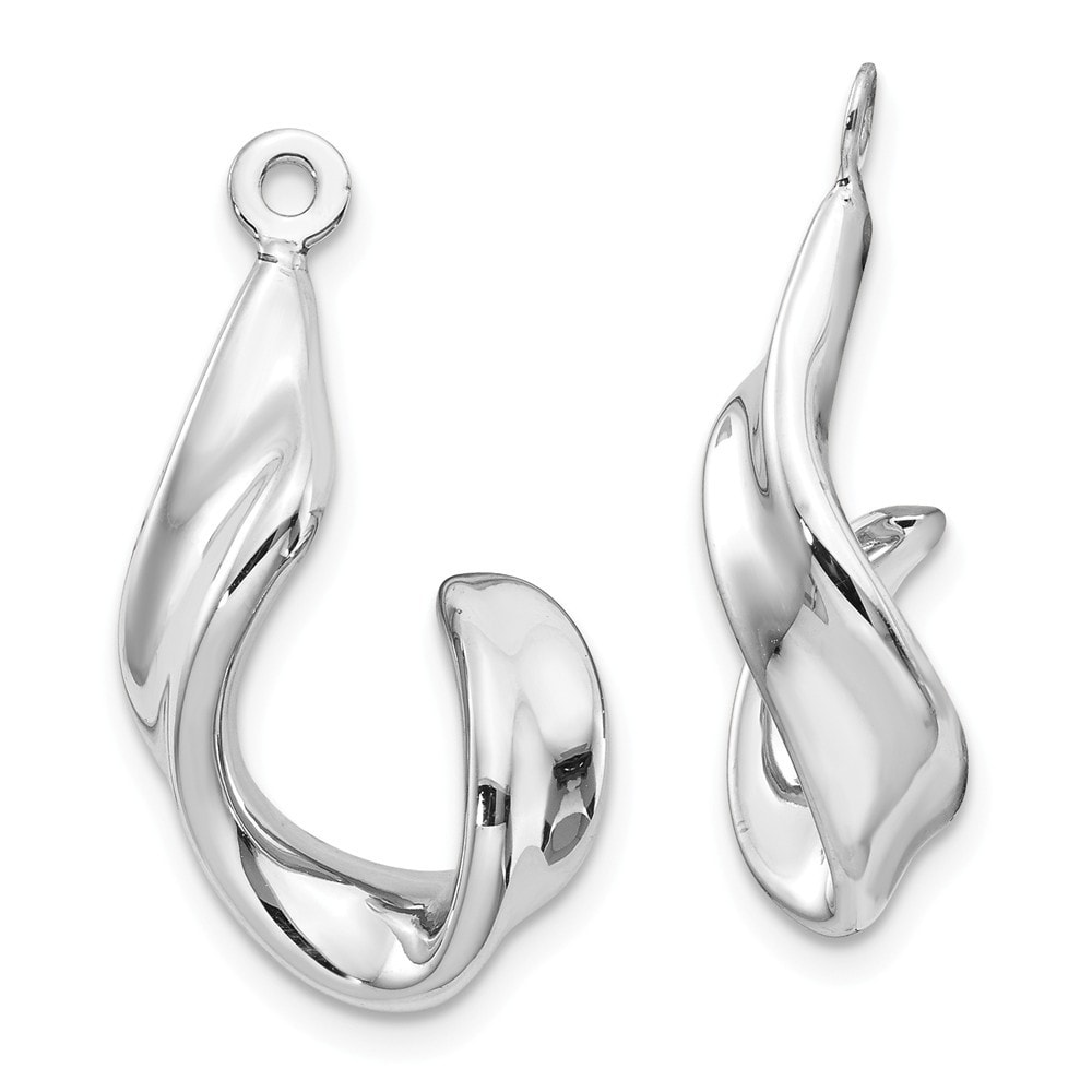 Genuine 14k White Gold J Hoop Earring Jackets 22x6mm Genuine 14k White Gold J Hoop Earring Jackets 22x6mm