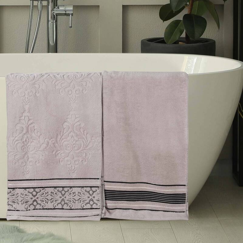 Superior Sadie Zero Twist Cotton Solid and Floral Bath Sheet Set of 2 - Platinum