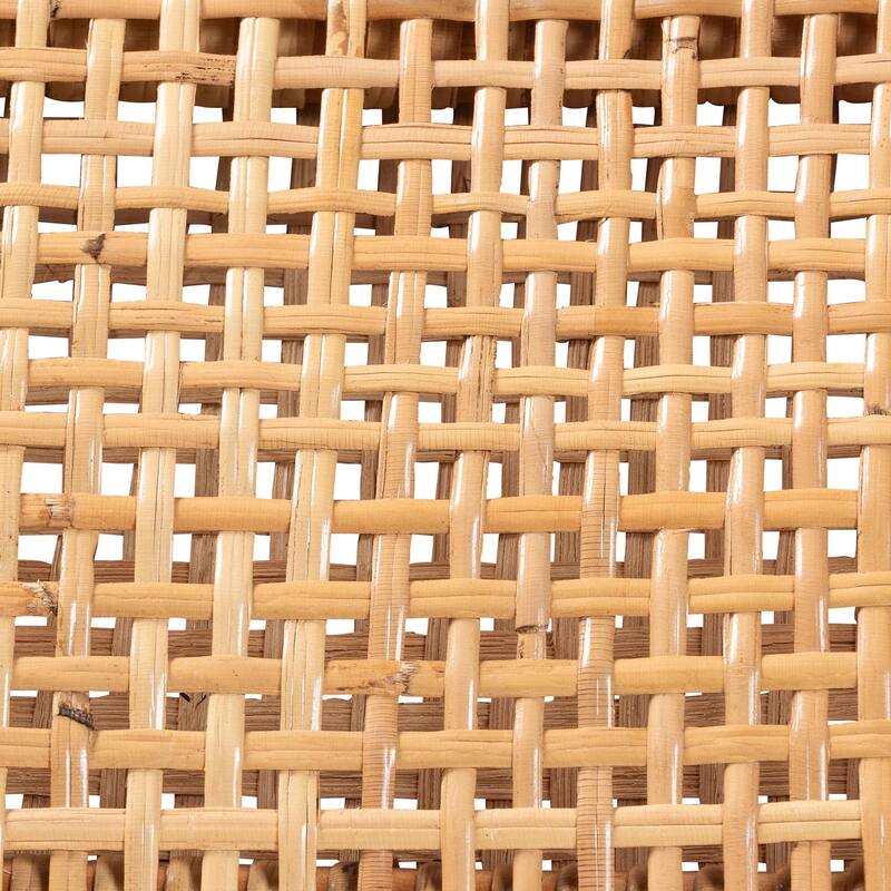 Chatura Natural Rattan and Mahogany Wood Counter Stool - Handwoven Wicker Stool with Angled Back, Coastal Boho Seating