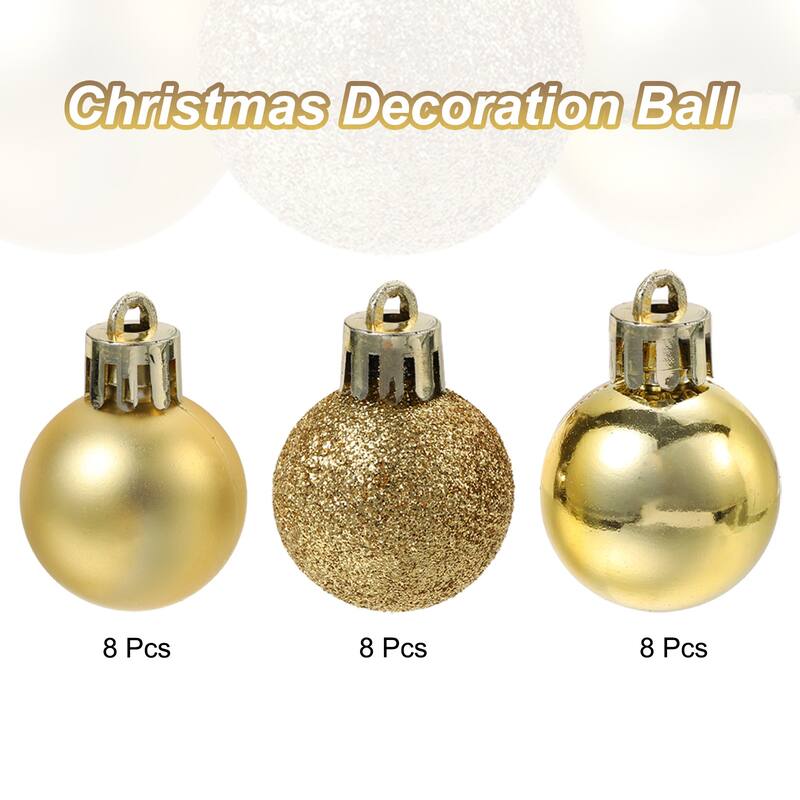 24Pcs 1.1" Christmas Balls Ornaments Shatterproof Hanging Balls Set