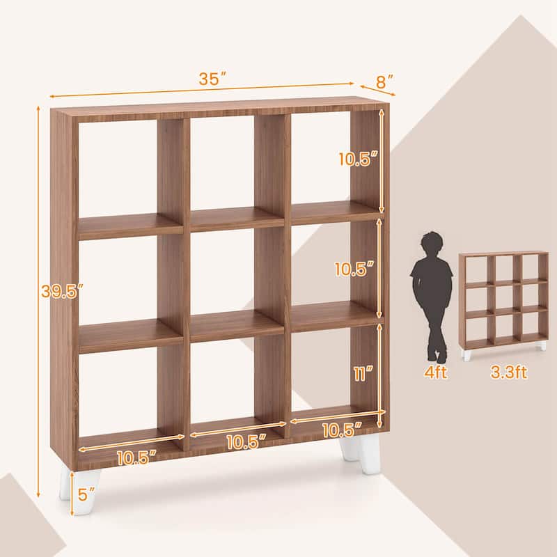 Costway 1 PCS 9-Cube Bookcase with 6 Removable Shelves Raised Support