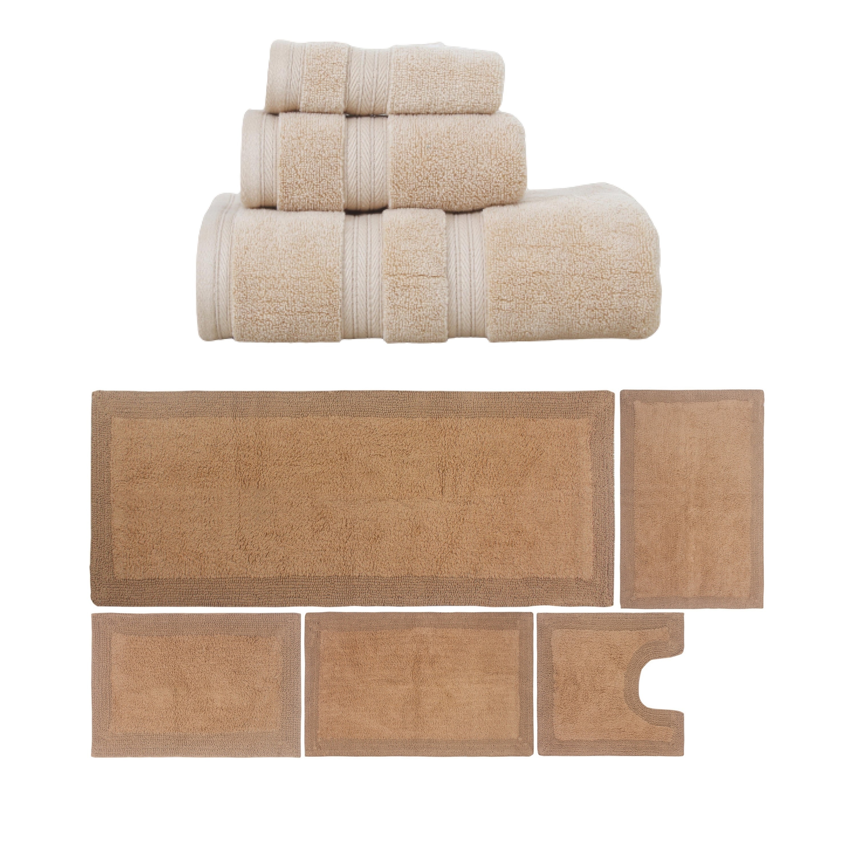 Home Weavers Luxury Collection 100% Soft Cotton Super Absorbent 3 Pc Towel Set & 5 Pc Bath Rug Set, Machine Wash (Set of 8)
