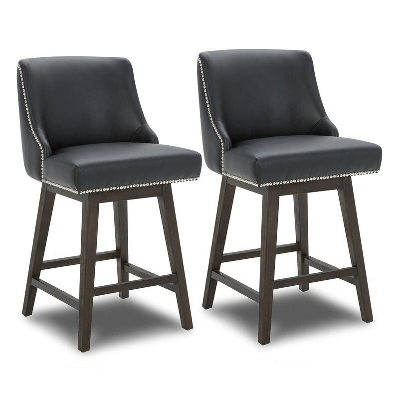 Spruce & Spring Oliver Counter Height Swivel Barstool Set - Set of 2 - Black - Counter Height
