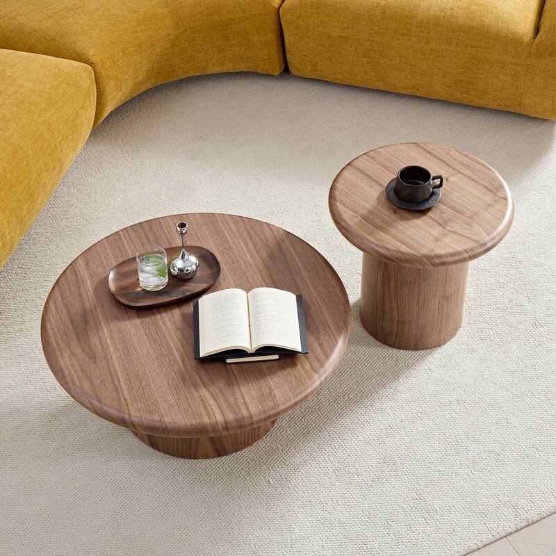 2-Piece Modern Round Coffee Table Set