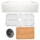 preview thumbnail 7 of 11, Highpoint Collection 36-inch Workstation Fireclay Apron Sink with Accessories - 36" x 19" x 10"