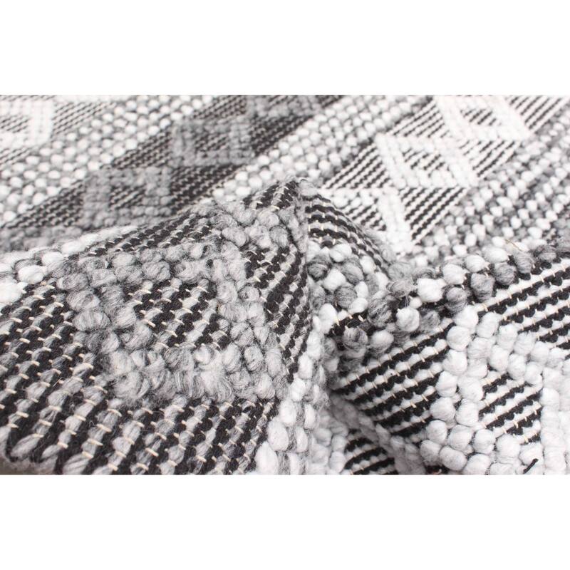 ECARPETGALLERY Braid weave Sienna Dark Grey Wool Rug - 5'1 x 7'6