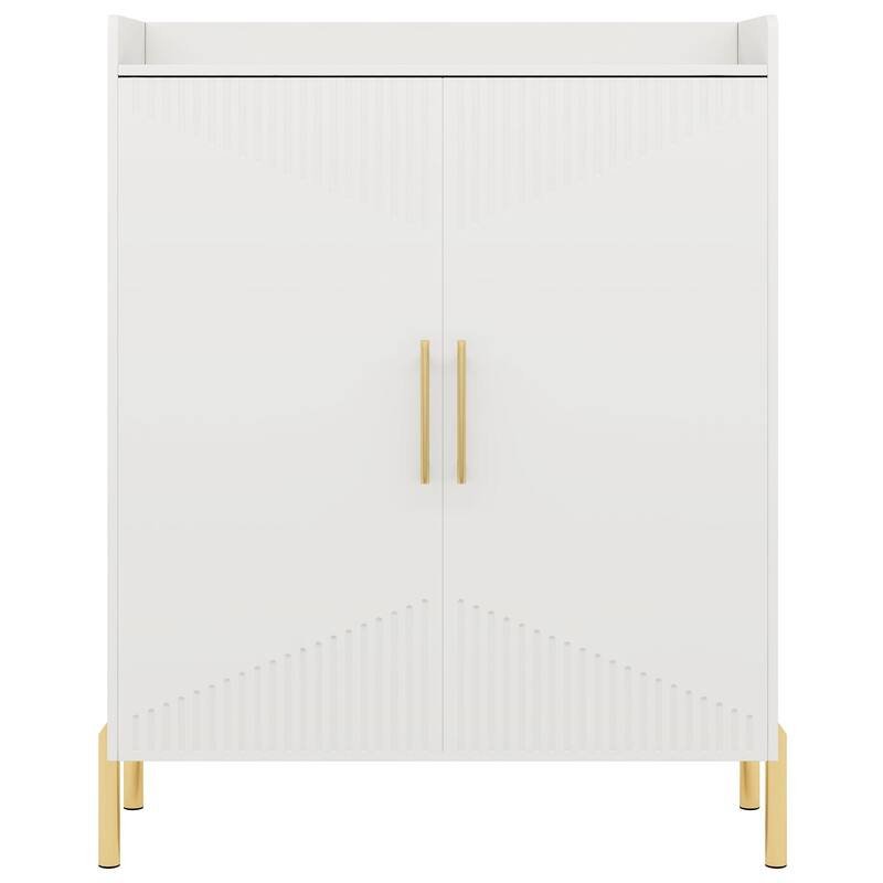 35" White & Gold 6-Tier Entryway Shoe Storage Cabinet