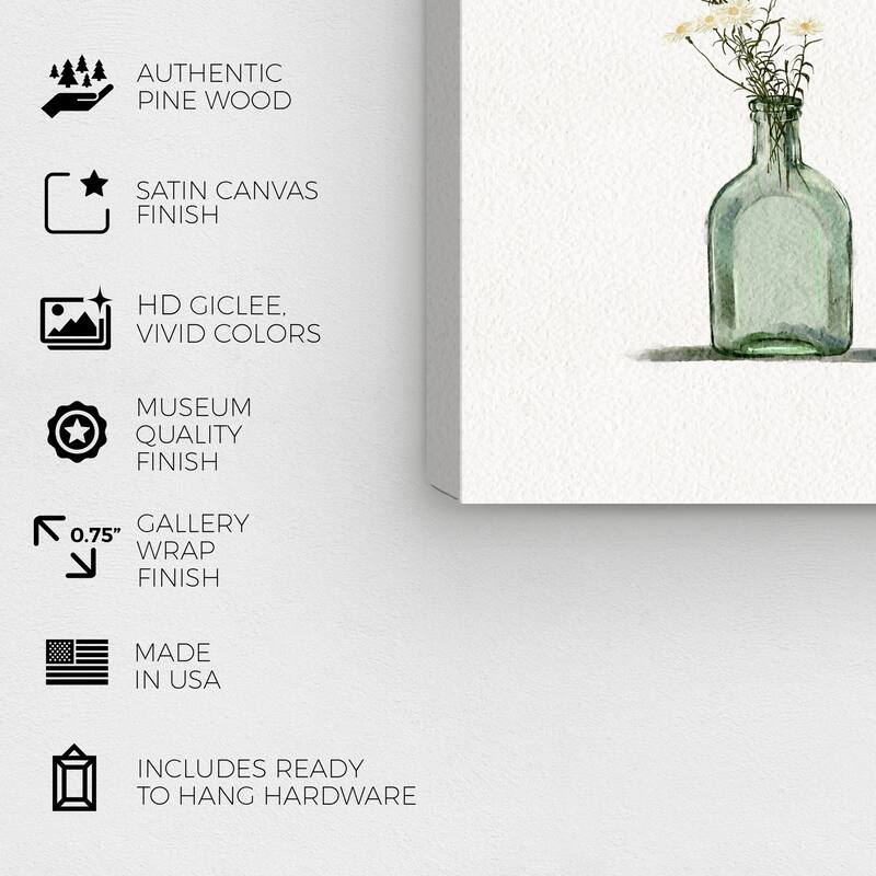 Wynwood Studio Canvas Floral and Botanical Plant Vase Variety White and Modern & Contemporary Wall Art Canvas Print