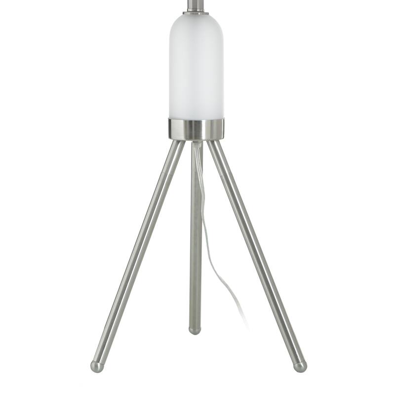 StyleCraft Orion Tripod Table Lamp - Brushed Nickel - White Shade