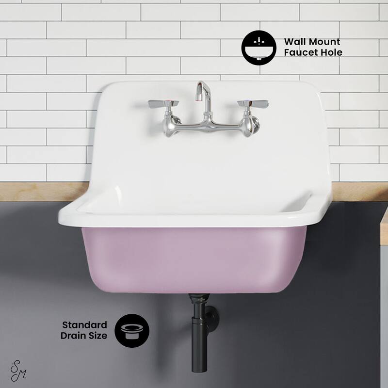 Loire 22" Cast Iron Rectangle Wall-Mounted Sink In Glossy Lavender - 22