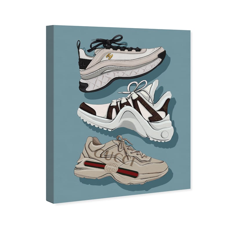 Wynwood Studio Fashion and Glam Glam Sneakers Blue and Modern & Contemporary Wall Art Canvas Print
