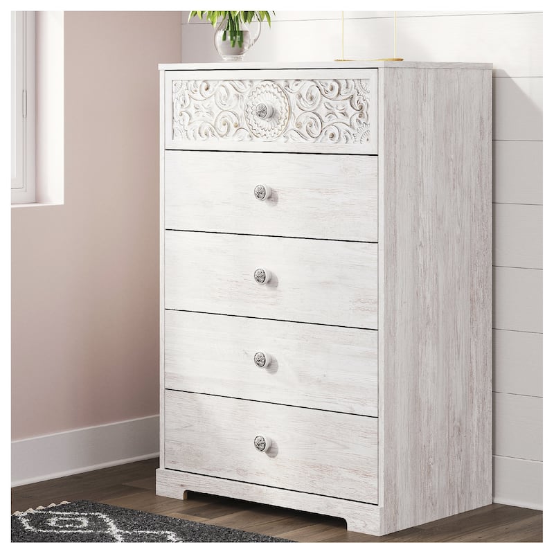 Signature Design by Ashley Paxberry White Dresser - Whitewash - 5-drawer