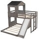 preview thumbnail 6 of 26, Treehouse Style Twin over Full size Bunk Bed, Wooden Loft Bed with Playhouse, Ladder, Slide & Guardrail, Kids' Furniture