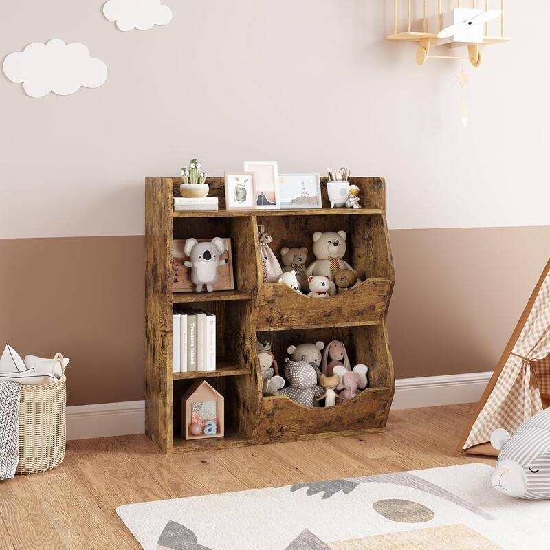 5-Cubby Kid's Bookcase and Bookshelf, Multi Toy Storage Organizer