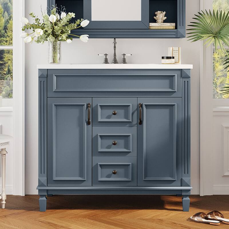 2 Drawers Bathroom Vanity with Top Sink