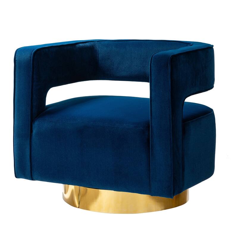 Carisa Modern Upholstered Swivel Open-Back Barrel Chair with Golden Base by HULALA HOME