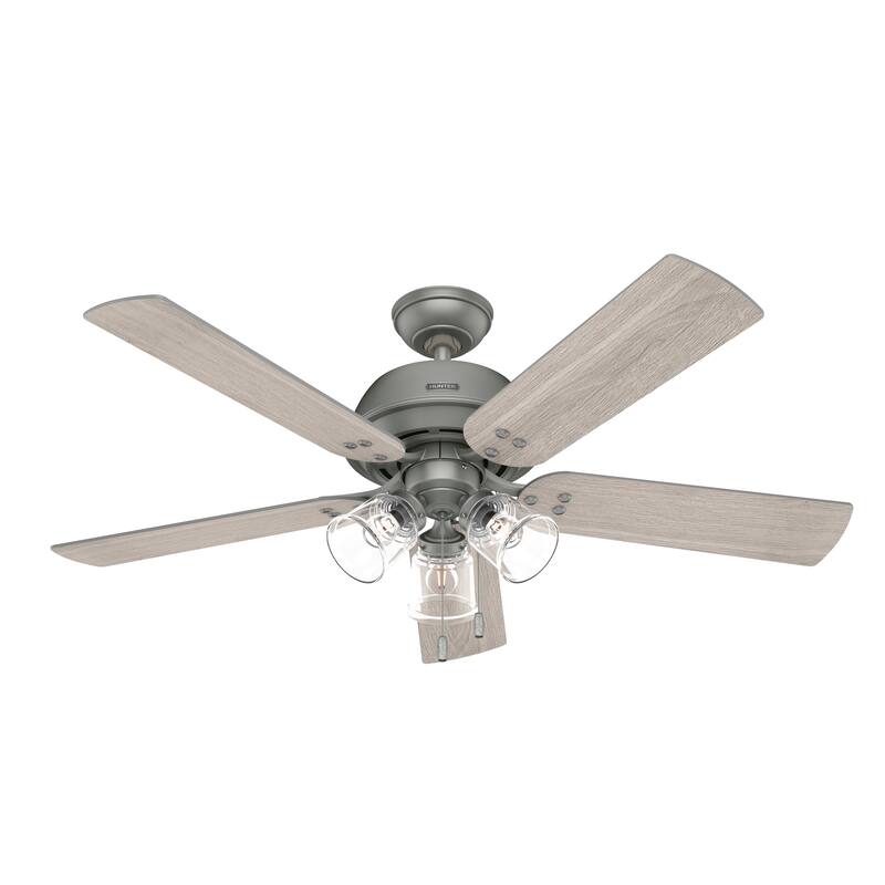 Hunter 52" Shady Grove Ceiling Fan with LED Light Kit/ Pull Chain, Standard or Flush Mount - Casual, Transitional