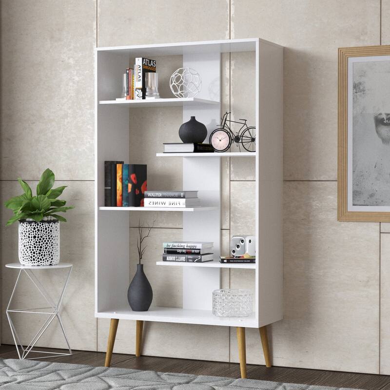 Boahaus Lund Modern Bookcase White Engineered Wood