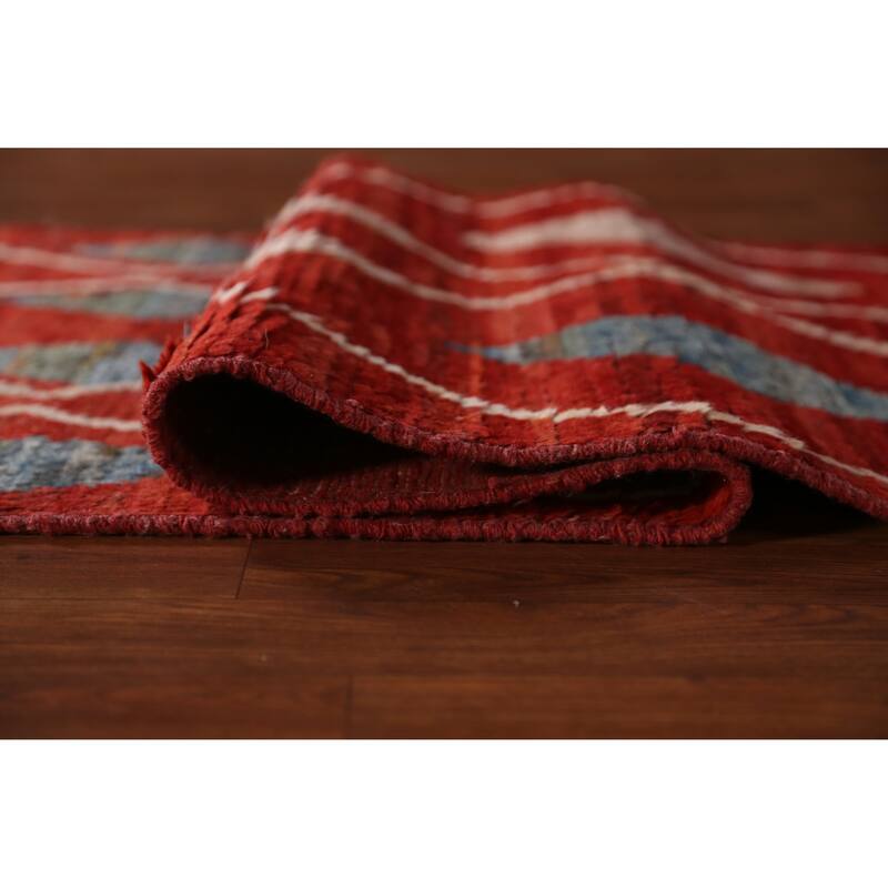 Geometric Moroccan Oriental Runner Rug Handmade Wool Carpet - 2'9" x 9'8"