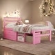 preview thumbnail 2 of 13, Modern Twin Size Wood Platform Bed with Storage Shelves and 2 Under-bed Storage Drawers for Added Convenience,Pink