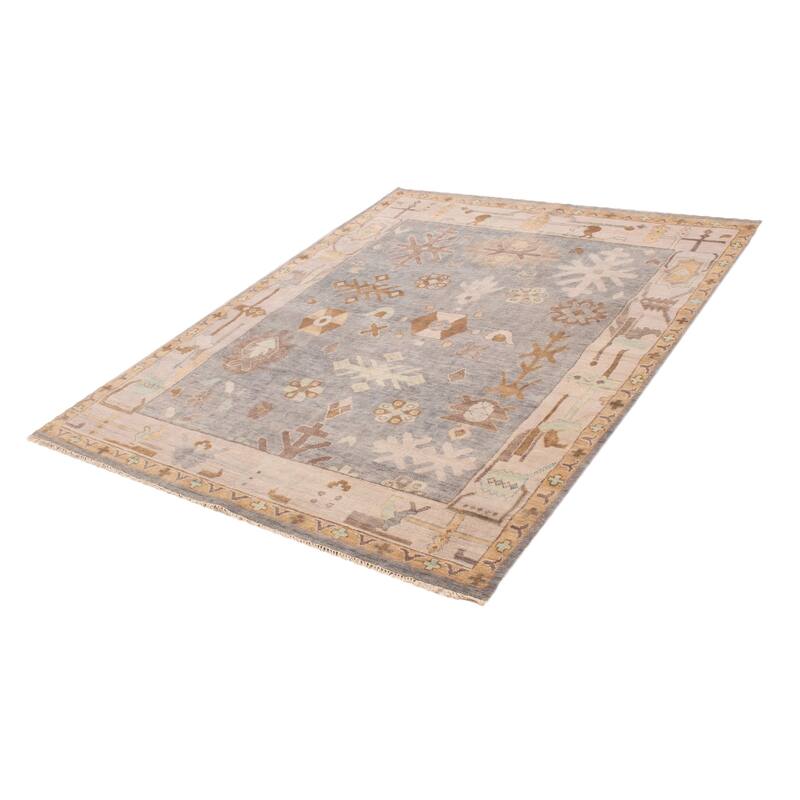 ECARPETGALLERY Hand-knotted Oushak Grey Wool Rug - 7'9 x 9'8