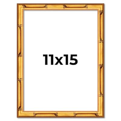11x15 Frame Gold Bamboo Solid Wood Picture Frame | 1 Inch Moulding