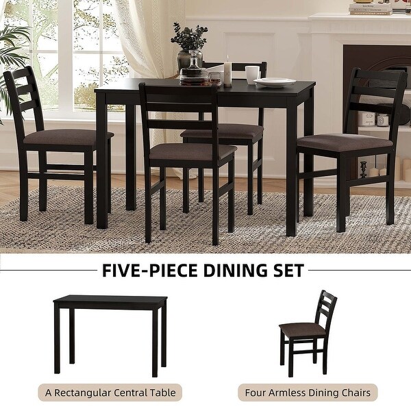 5 PCS Pub Sets Stylish Dining Table Set with 4 Upholstered Chairs