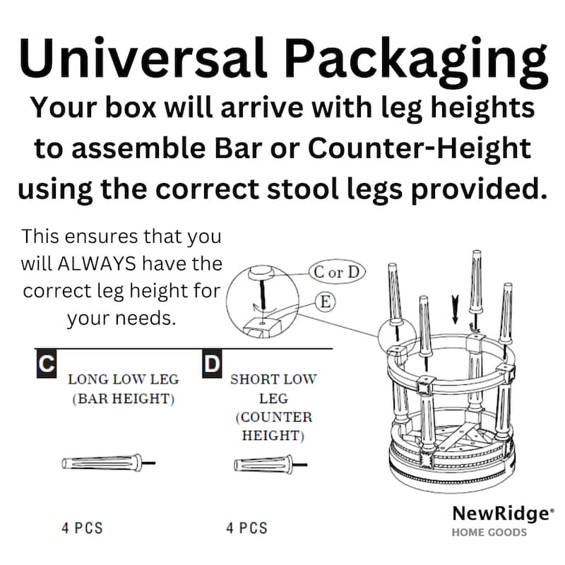 New Ridge Home Goods Chapman Counter-Height Backless Swivel Bar Stool - Counter Height