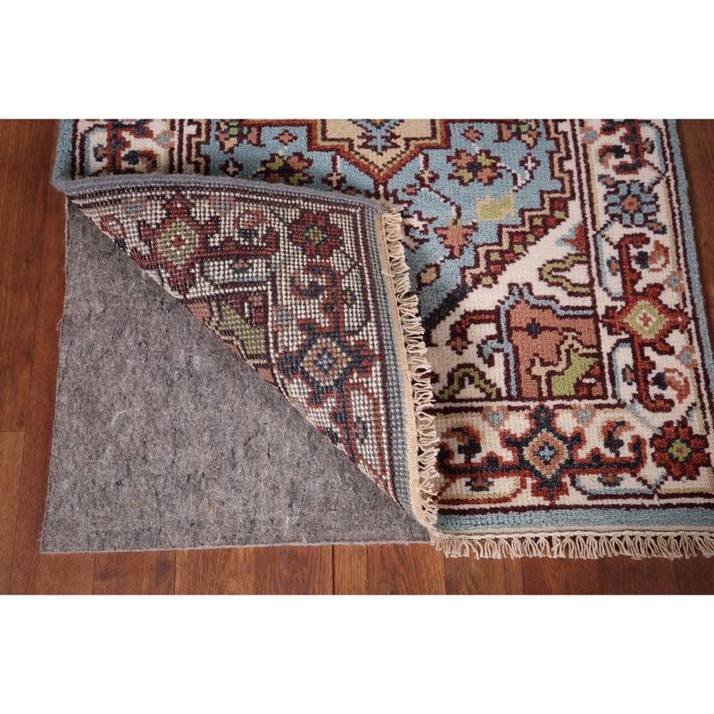 Light Blue Heriz Serapi Oriental Runner Rug Hand-Knotted Wool Carpet - 2'6"x 8'1"