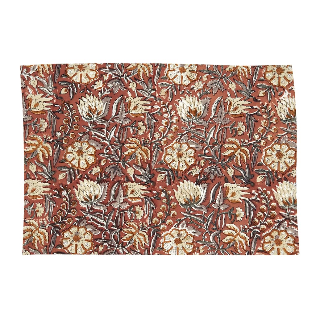 Autumn Botanical Cotton Placemats (Set of 4) - Vintage Floral Print for Dining, Entertaining & Seasonal Table Settings, 13"x19"