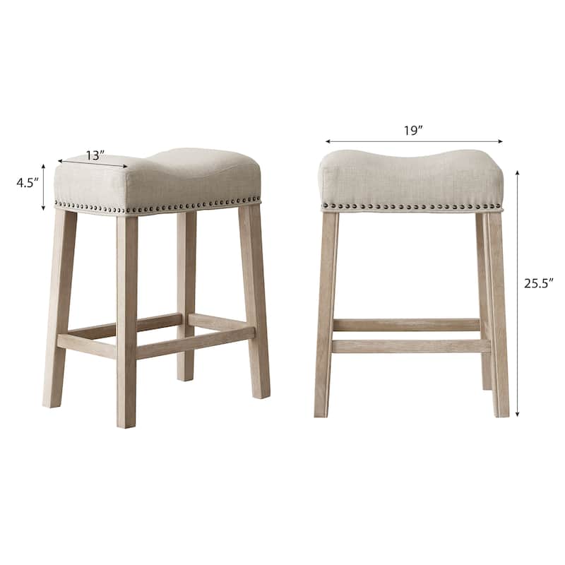 The Gray Barn Barish Backless Saddle Seat Counter Stools (Set of 2)