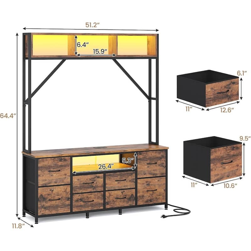 TV Stand for Living Room with LED Lights & Power Outlets TV Stand Dresser