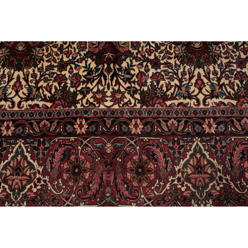 Hand Knotted Oriental 100% Wool Carpet Traditional All-Over Beige & Ivories Bidjar Area Rug - 13' 5'' X 9' 10''