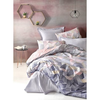 SUSSEXHOME Blush in Gray Full Size Duvet Cover Set,Hypoallergenic