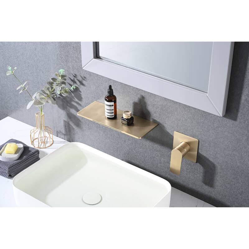 Waterfall Wall Mounted Bathroom Sink Faucet  - Brushed Gold