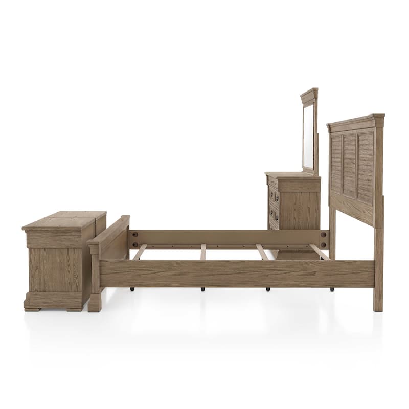 Furniture of America Wacine 5-Piece Weathered Grey Solid Wood Panel Bedroom Set
