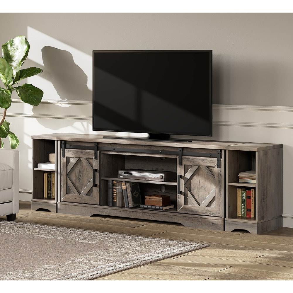 Modern Farmhouse TV Stand for up to 85" TVs with Open Storage