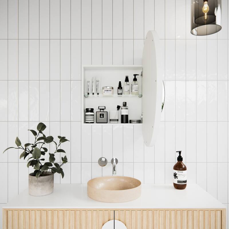 One Door Steel Frame Round Shape Medicine Cabinet