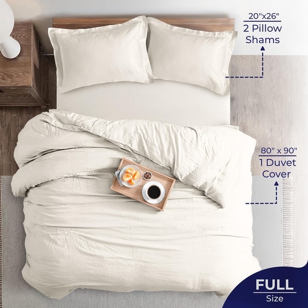 dimension image slide 10 of 20, 100% Cotton Sateen Weave Solid Duvet Cover Set - Includes 1 Duvet Cover & 2 Pillow Sham Set