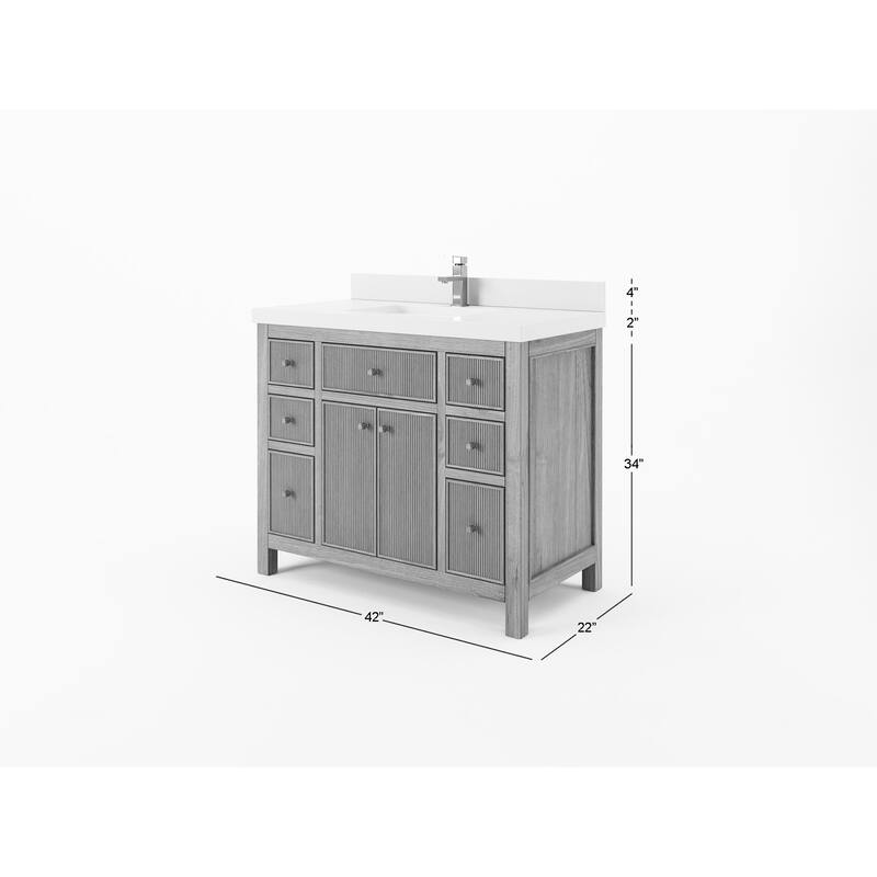 Willow Collections 42 in. W x 22 in. D Sonoma Teak Single Sink Bathroom Vanity with Countertop