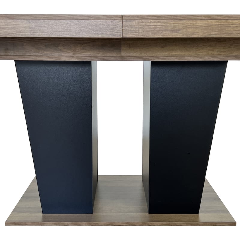 Extendable Dining Room Table for 4-10 People,Wooden Transformer Kitchen Dining Table with Black Double Sturdy Pedestal Base